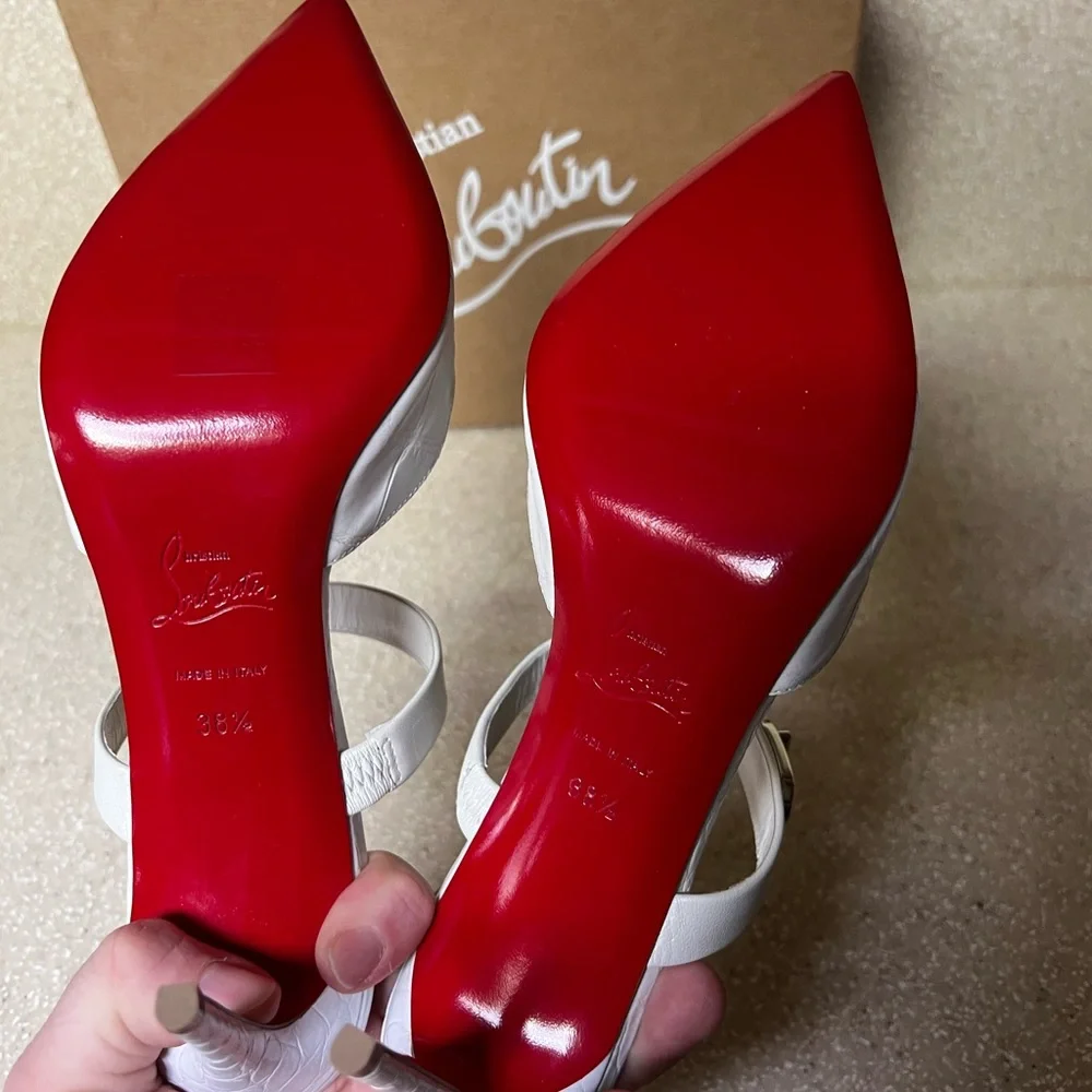 Christian Louboutin Choc Lock 85 Leather Pump White 38.5 / 8.5 - Picture 8 of 8
